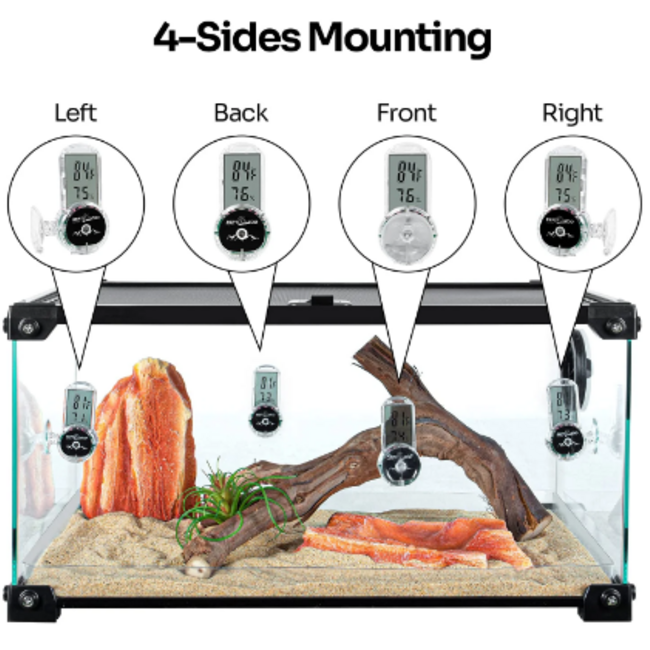 ReptiZoo ReptiZoo 4 Side Mounting Thermo-Hygrometer Digtal without Probe