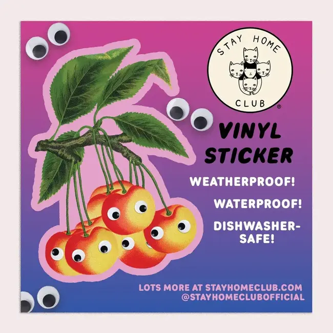 Googly Cherries Vinyl Sticker by Stay Home Club