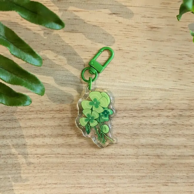 Little Lucky Clover 2" Sparkled Acrylic Charm Keychain by Frog Tree Games