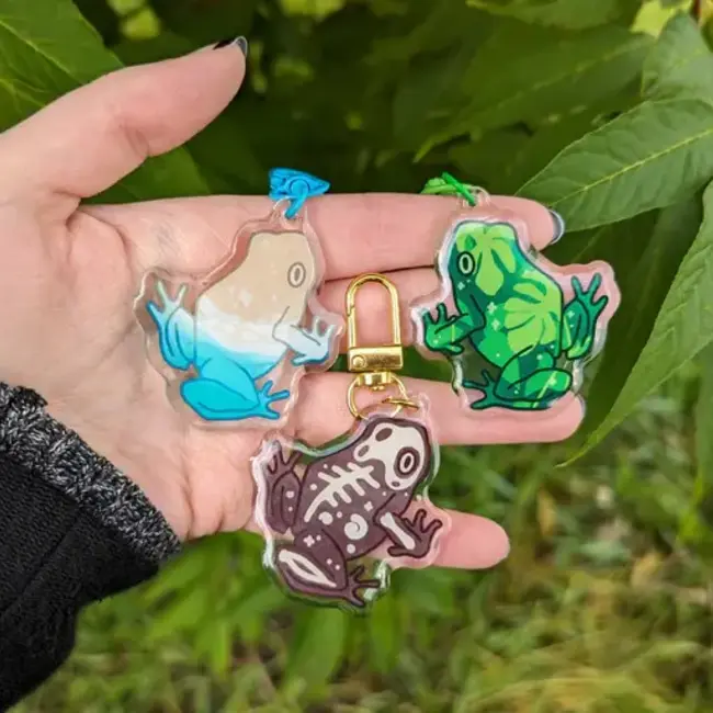 Assorted Frogscapes 2" Epoxy Acrylic Charm Keychain Frog Tree Games