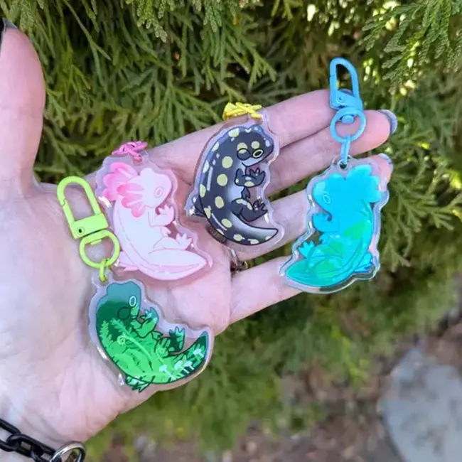 Assorted Frogscapes 2" Epoxy Acrylic Charm Keychain Frog Tree Games