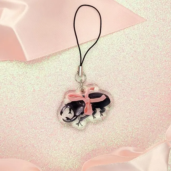 Bow Baby Beetle - Valentines 2025 Mini 1.5" Epoxy Phone Charm