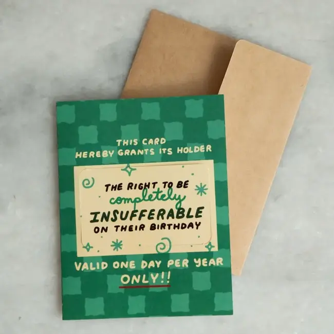 Insufferable Birthday - Punch-Out Novelty Card by Stay Home Club