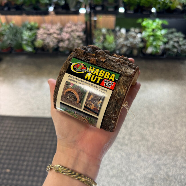 Zoo Med Small 3.5" Habba Hut Natural Half Log with Bark Shelter