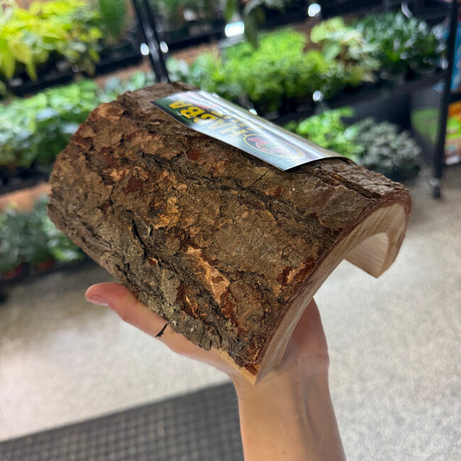 Zoo Med Large 7" Habba Hut Natural Half Log with Bark Shelter