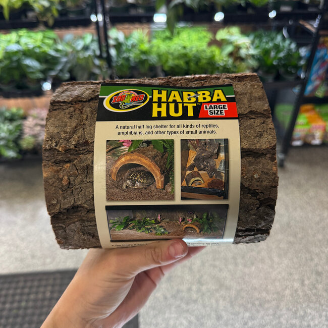 Zoo Med Large 7" Habba Hut Natural Half Log with Bark Shelter