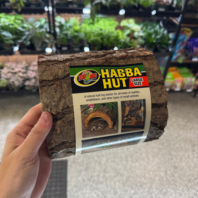 Zoo Med Large 7" Habba Hut Natural Half Log with Bark Shelter