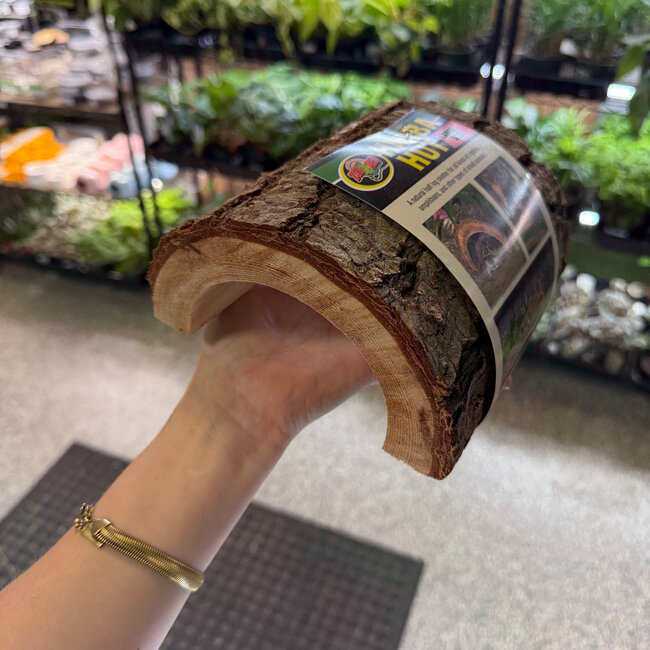 Zoo Med Large 7" Habba Hut Natural Half Log with Bark Shelter