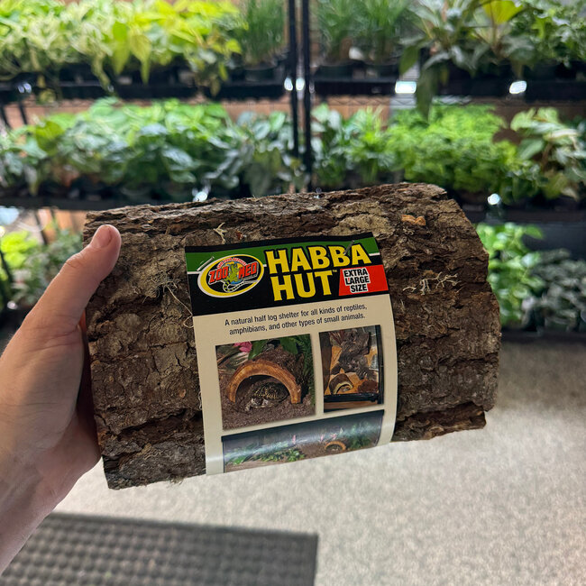 Zoo Med X-Large 9" Habba Hut Natural Half Log with Bark Shelter