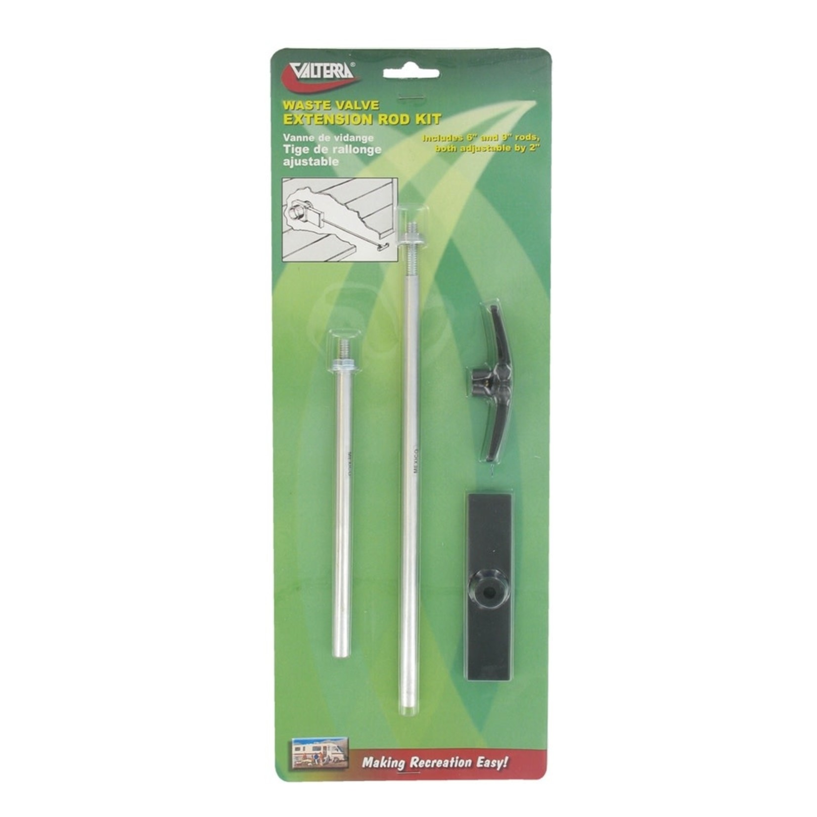Valterra Products, Inc. Waste Valve Extension Rod Kit, 6" to 8" and 9" to 11", Carded