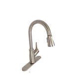 American Brass Faucet-Metal Pull-Down Kitchen Faucet With Optional Deck Plate Nickel