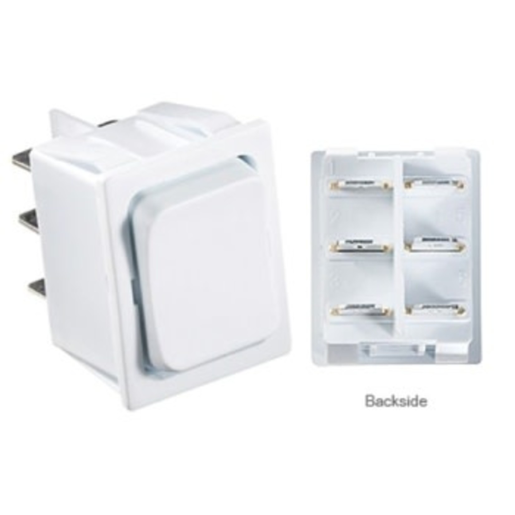 RV Designer Black Rocker Switch, 5 A, Momentary On/Off Momentary On - DPDT - Cut-Out .872" x 1.071"