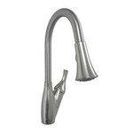 American Brass Single Lever Kitchen Pulldown, 8" Metal, Trumpet Style Head, Magnetic Spray Holder, Brushed Nickle Finish