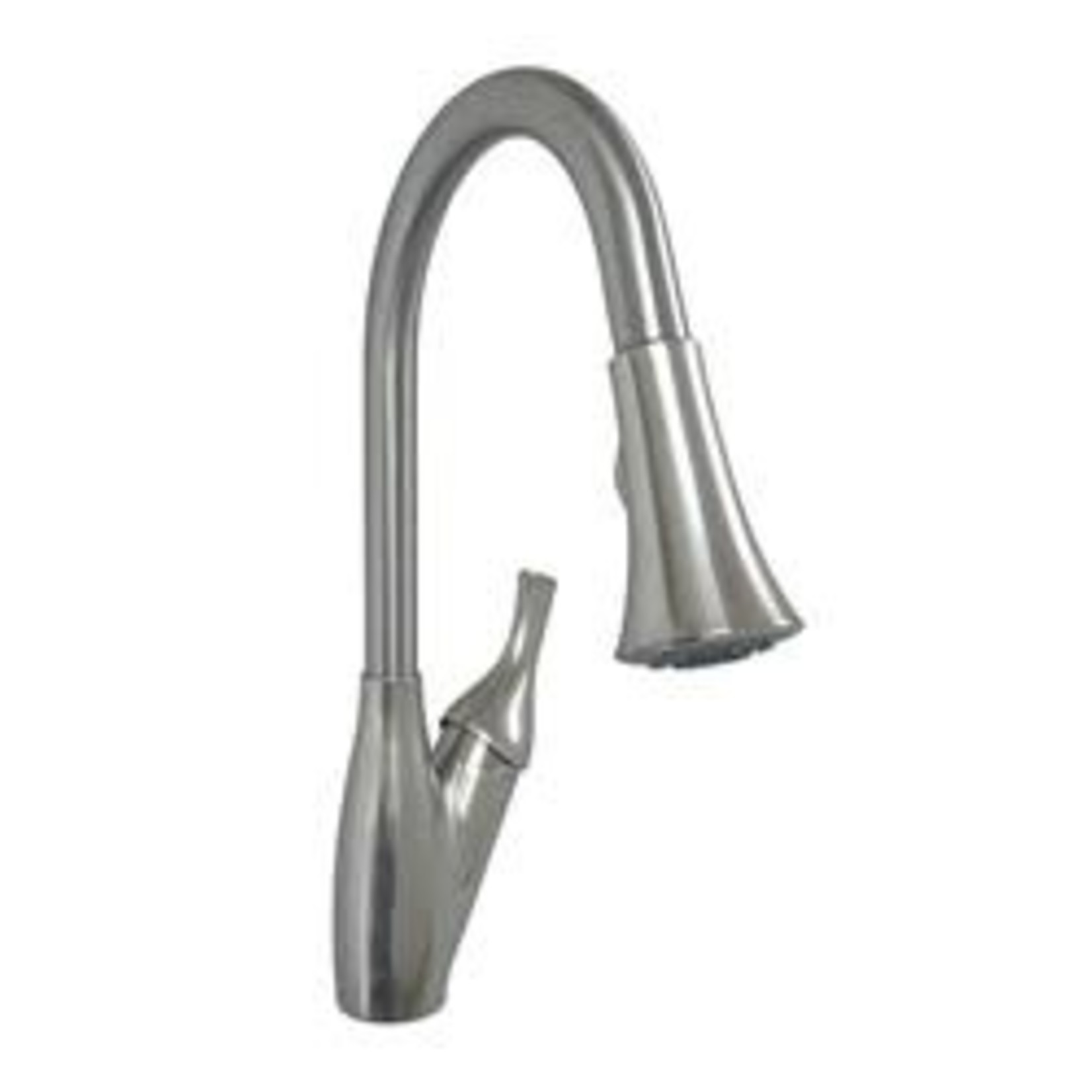 American Brass Single Lever Kitchen Pulldown, 8" Metal, Trumpet Style Head, Magnetic Spray Holder, Brushed Nickle Finish