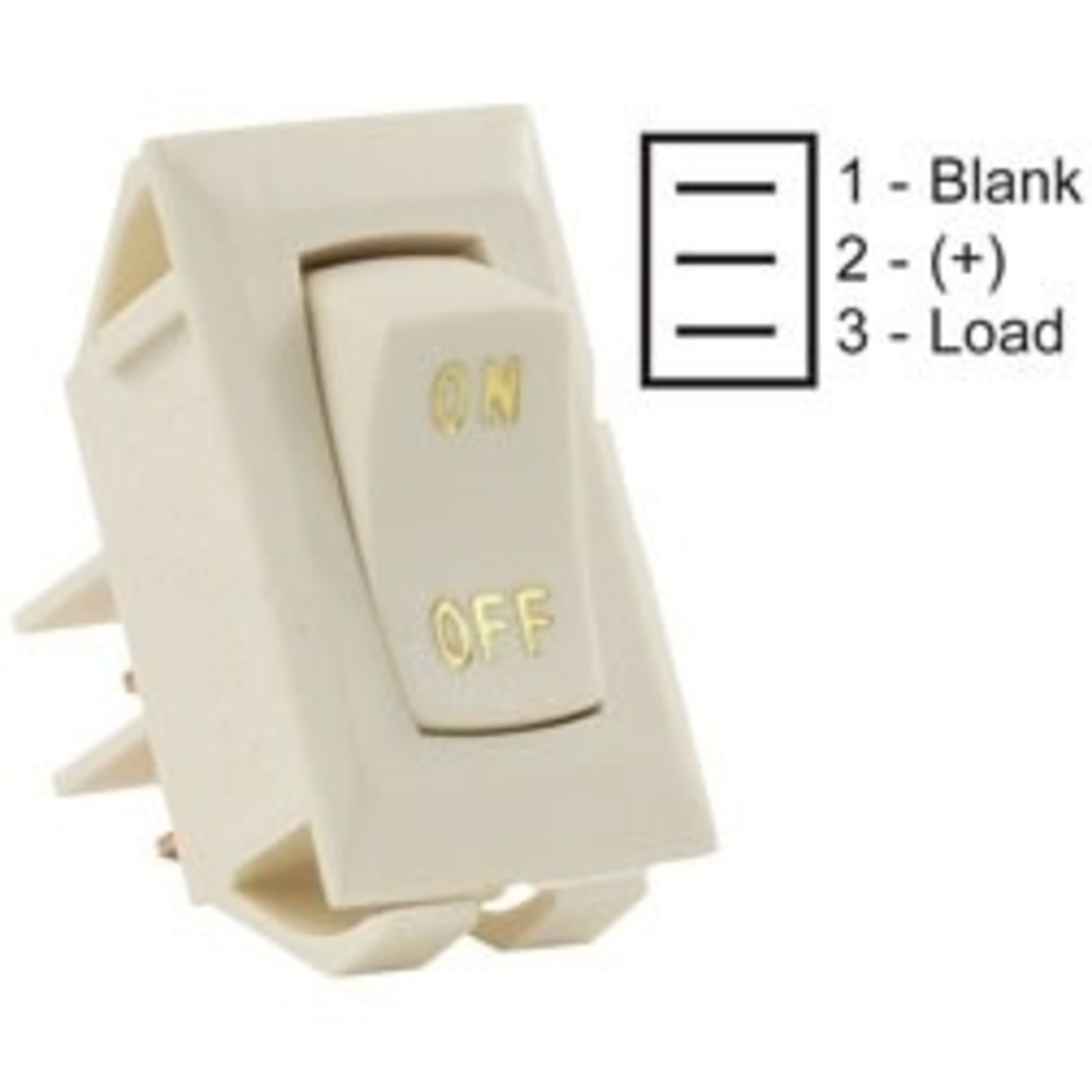 JR Products Labeled 12V On/Off Switch, Ivory