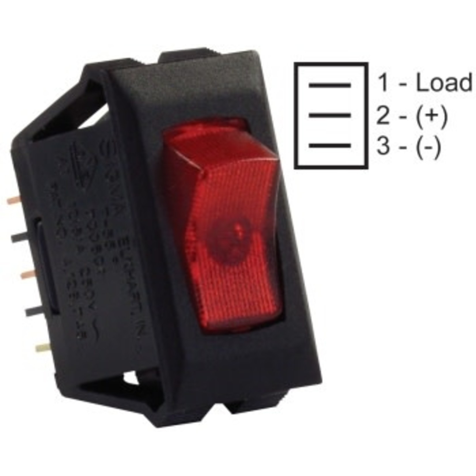 JR Products Illuminated 12V On/Off Switch, Red/Black
