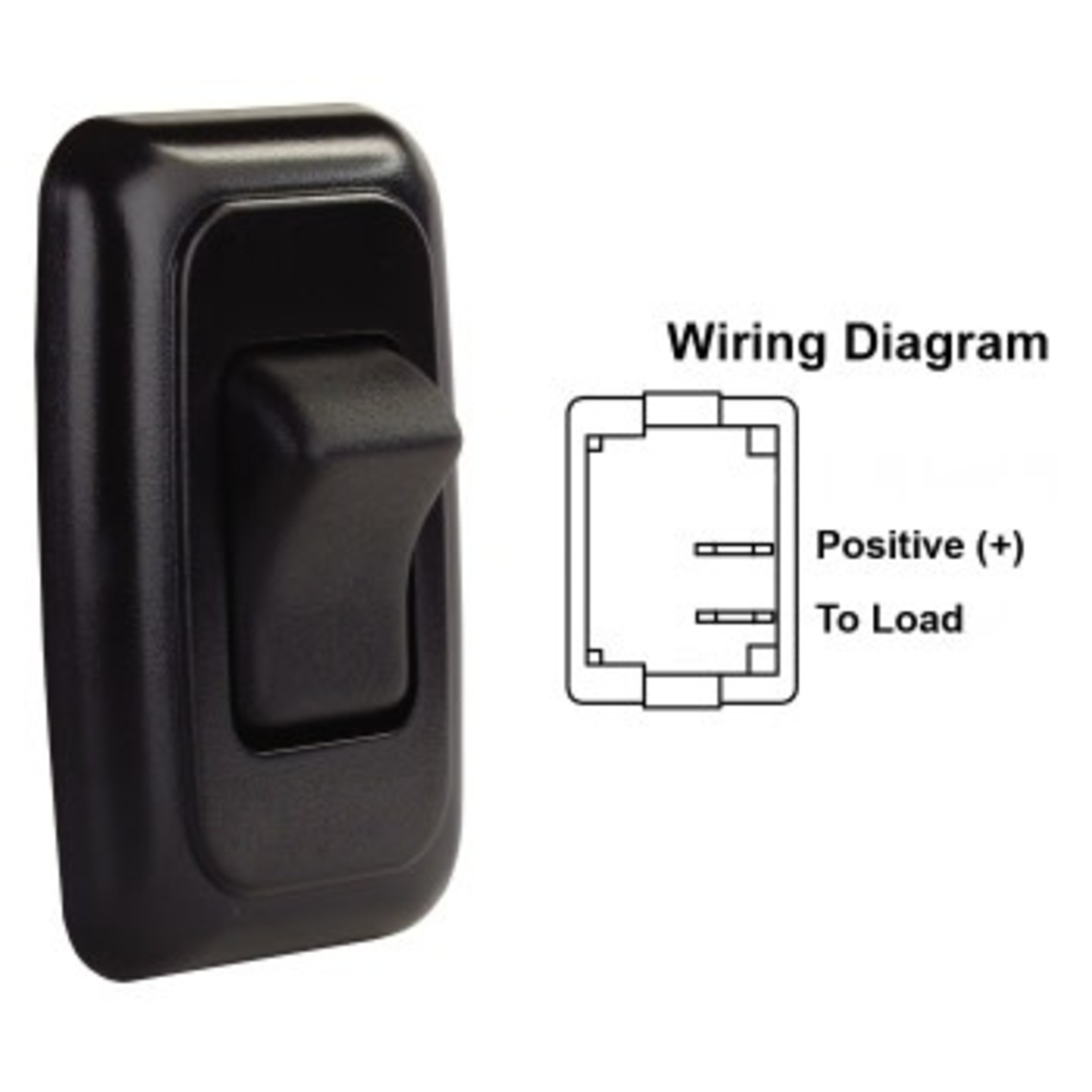 JR Products Single On/Off Rocker Switch Assembly w/Bezel, Black