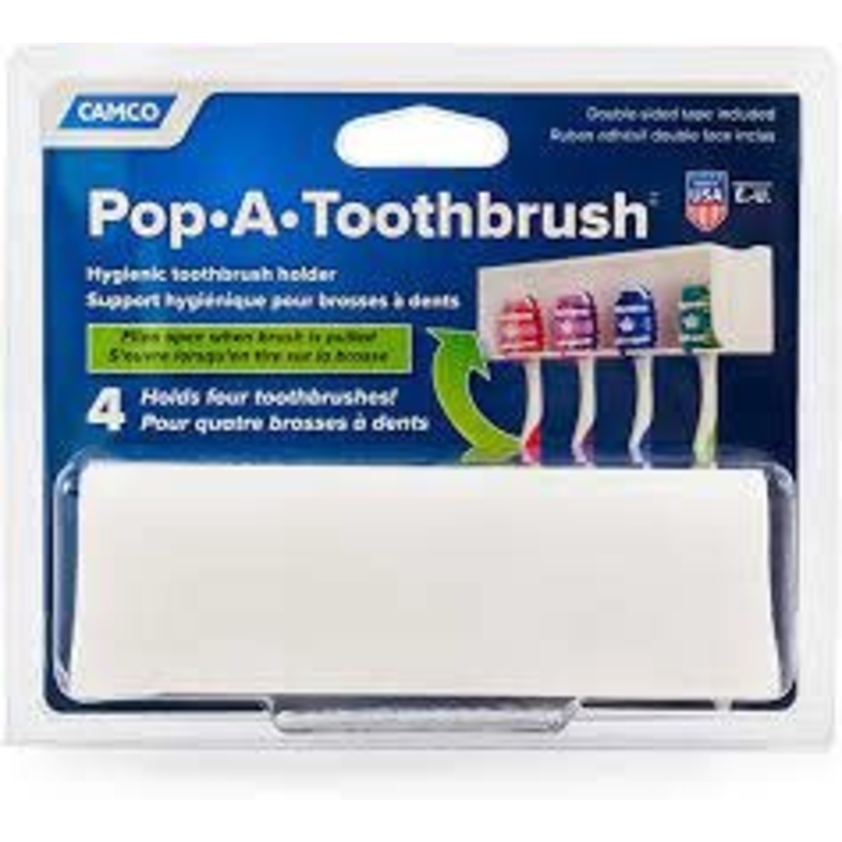 Camco Mfg., Inc. Toothbrush Holder; Pop-A-Toothbrush; Holds 2 Toothbrushes