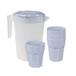 Camp Casual Pitcher and 4 Tumbler Set ; Boho Blue
