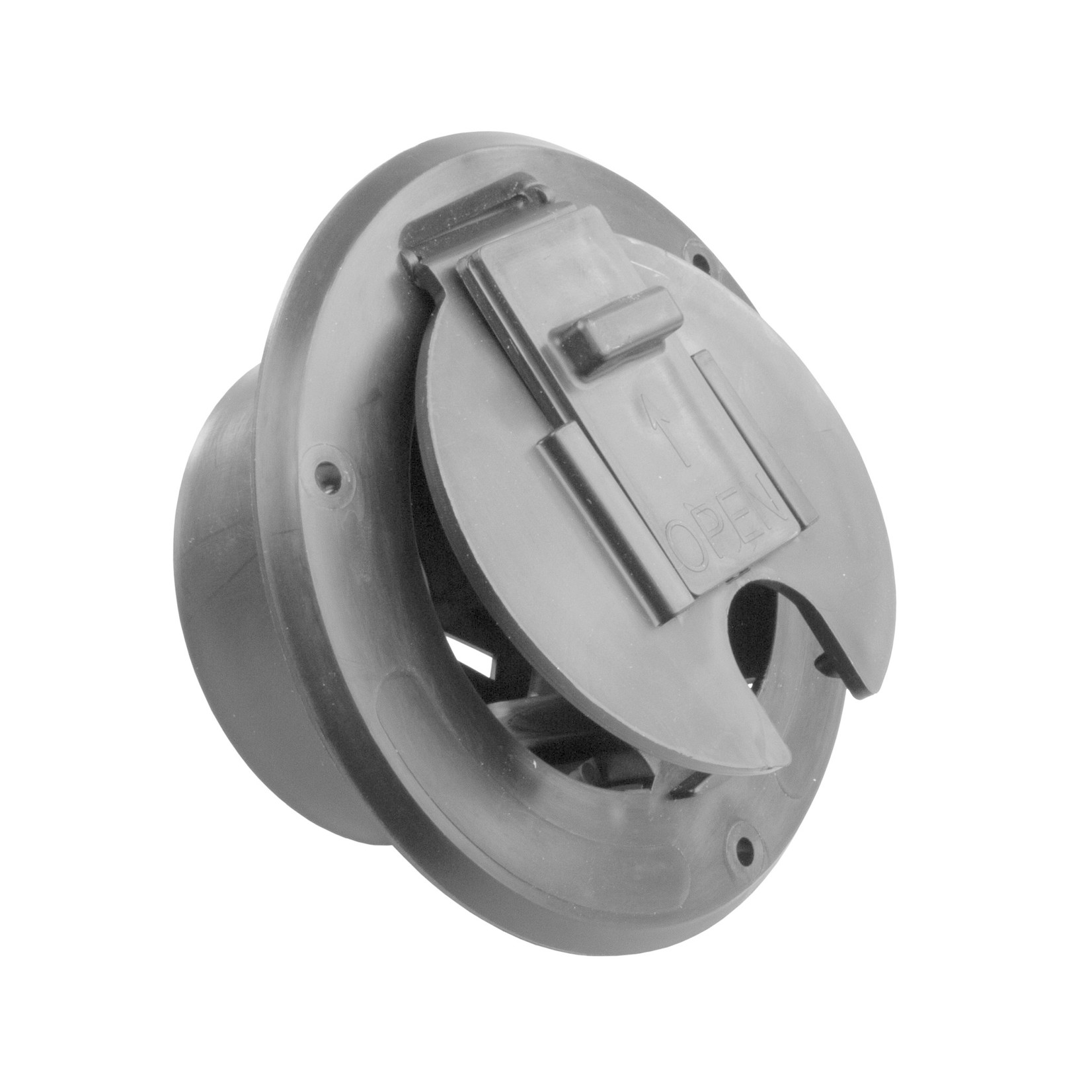 JR Products Round Cable Hatch, 30 Amp, Black