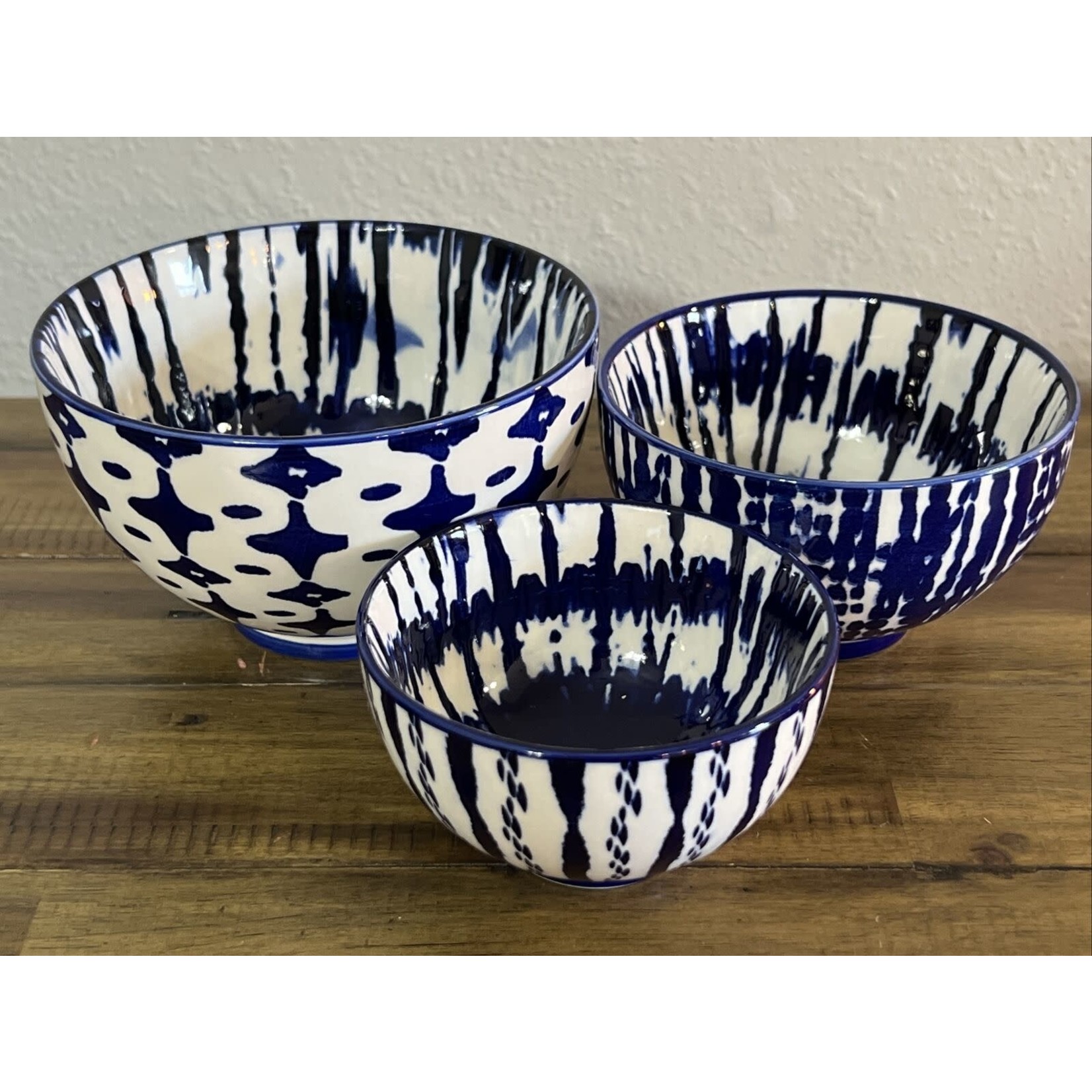 Indigo Tie-Dye Bowls, Set of 3