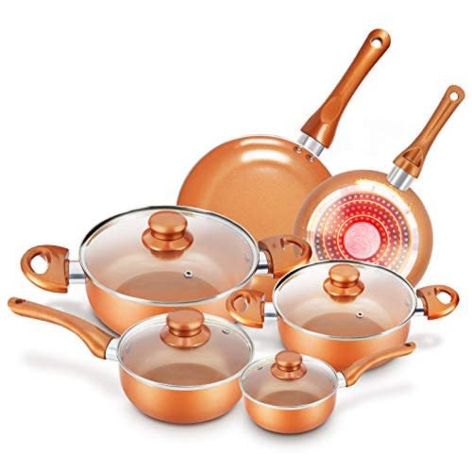 10 pcs non stick copper cookware set