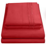 Sweet Home Sweet Home 1800 Thread Count Cal King 4 Piece Sheet Set, Red