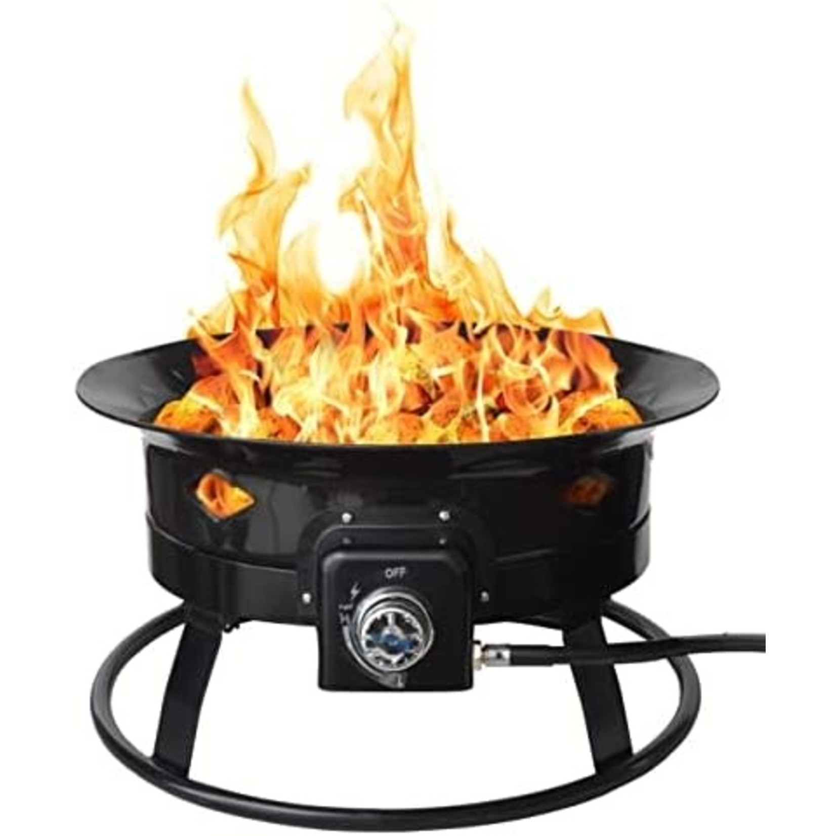 Flame King 19" Round Portable Fire Pit; With Self Igniter/ Cover And Carry Straps