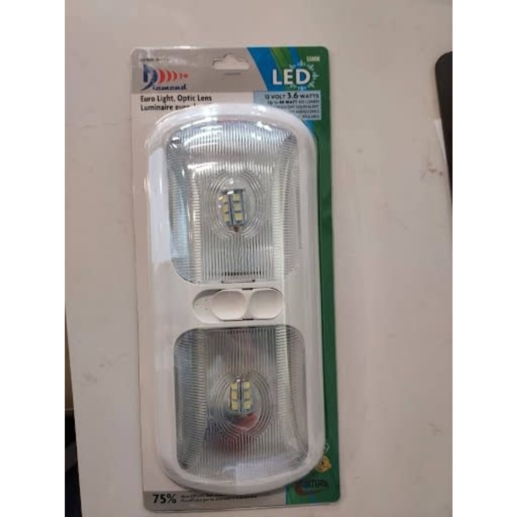 Valterra Products, Inc. LED Dbl. Euro Dome,12v, 3way Switch,430L,5500K