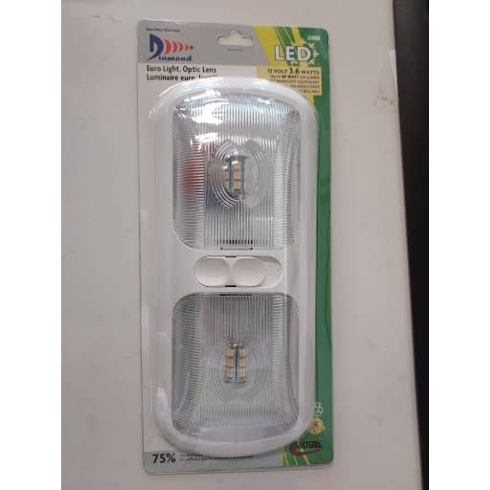 LED Dbl. Euro Dome,12v, 3way Switch,430L,3500K