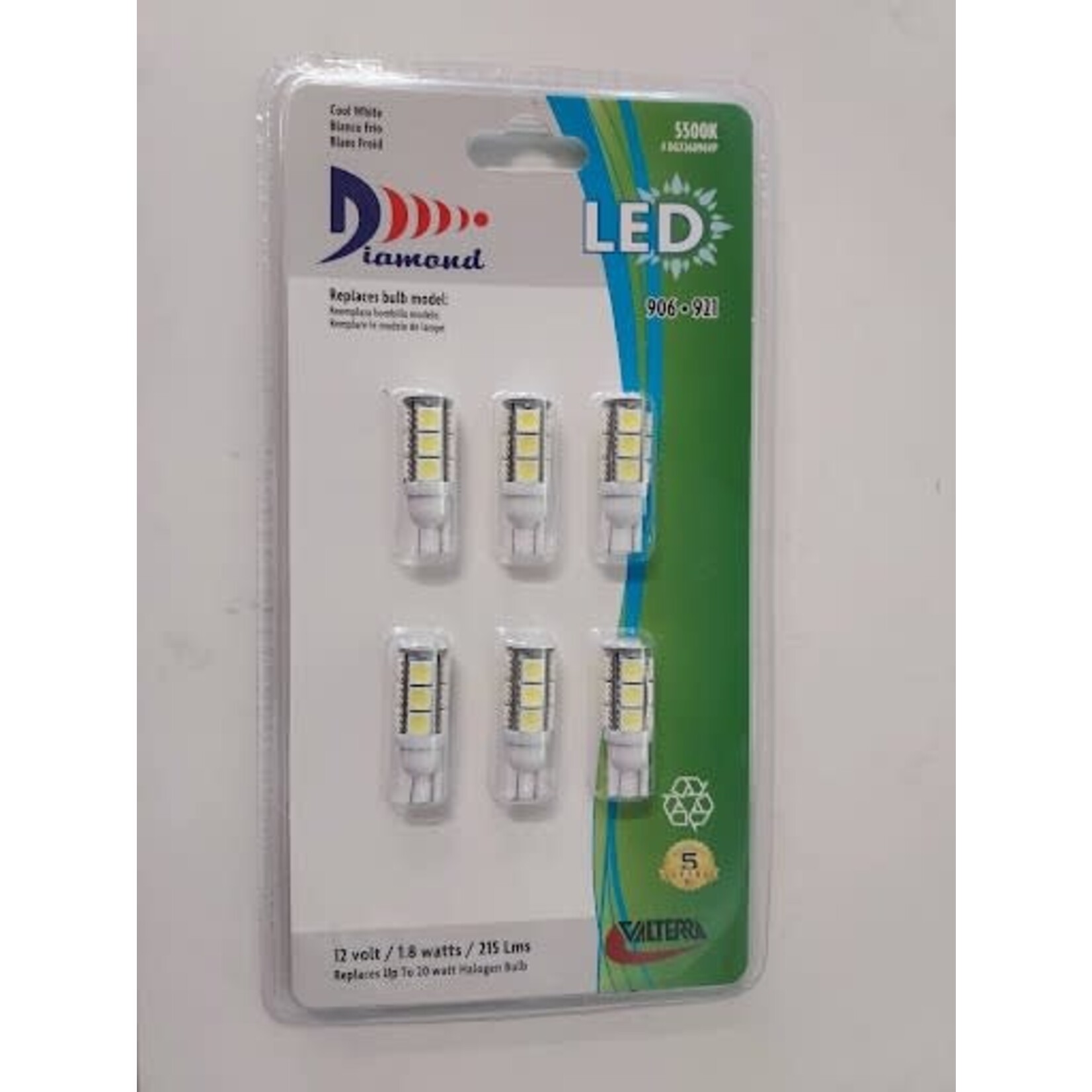 Valterra Products, Inc. 6 Pack Led Bulb 921/906 Cool White