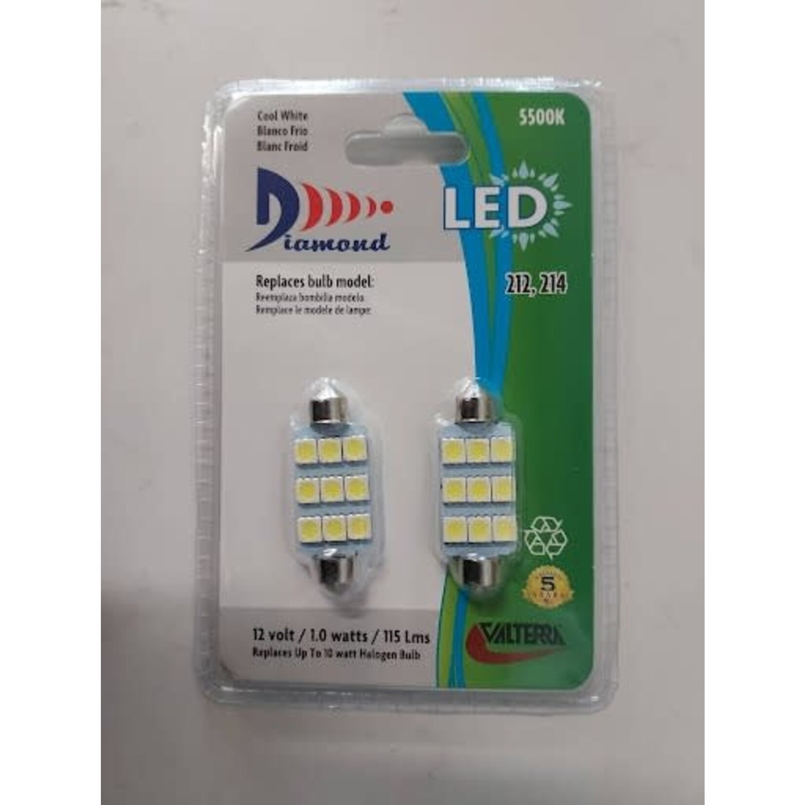 Valterra Products, Inc. Led Festoon 45Mm, 115L,2pk,5500K,cool White