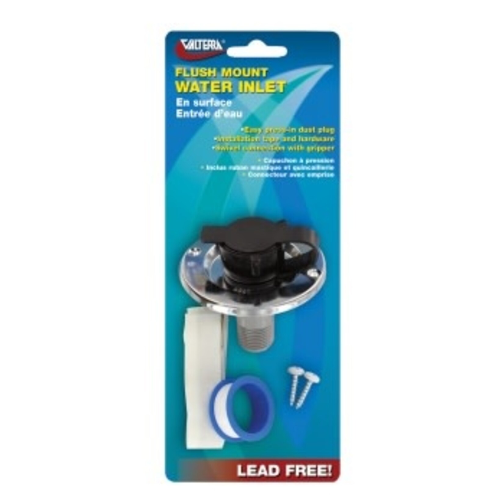 Valterra Products, Inc. Water Inlet, 2-3/4" Die Cast Flange, MPT, Black, Carded