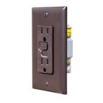 RV Designer Brown Dual GFCI Outlet w/Cover-Plate