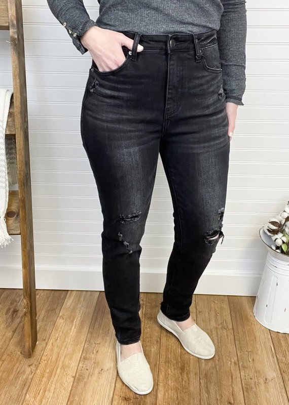 Risen Jeans Brielle Distressed Black Skinny Jeans