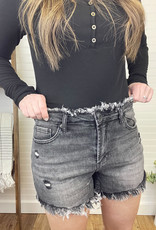 Risen Jeans Milena Frayed Waist & Hem Shorts - Black