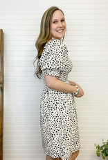 FSL Apparel Anita Smocked Animal Print Dress - Cream