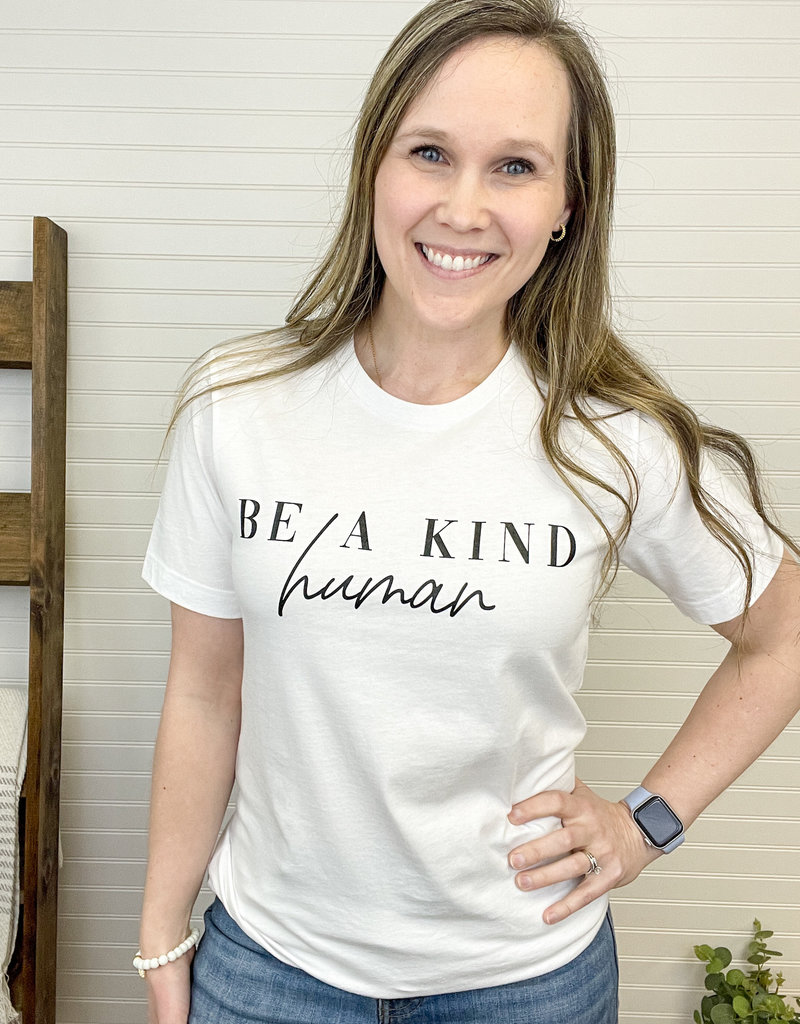 ' Be A Kind Human' Graphic Tee - White