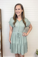 Be Cool Meredith Tiered Button Dress - Mint
