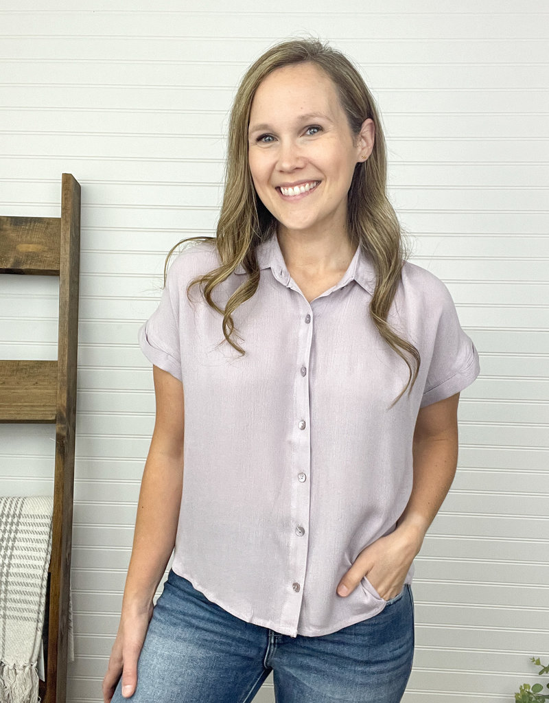 Be Cool Frankie Button-Down Top - Dusty Lavender - FINAL SALE