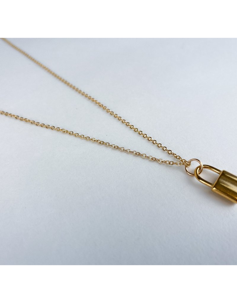 Gold Lock Layering Necklace