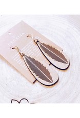 Feather Teardrop Wood Earrings