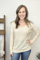 Be Cool Peggy V-Neck Sweater - Oatmeal