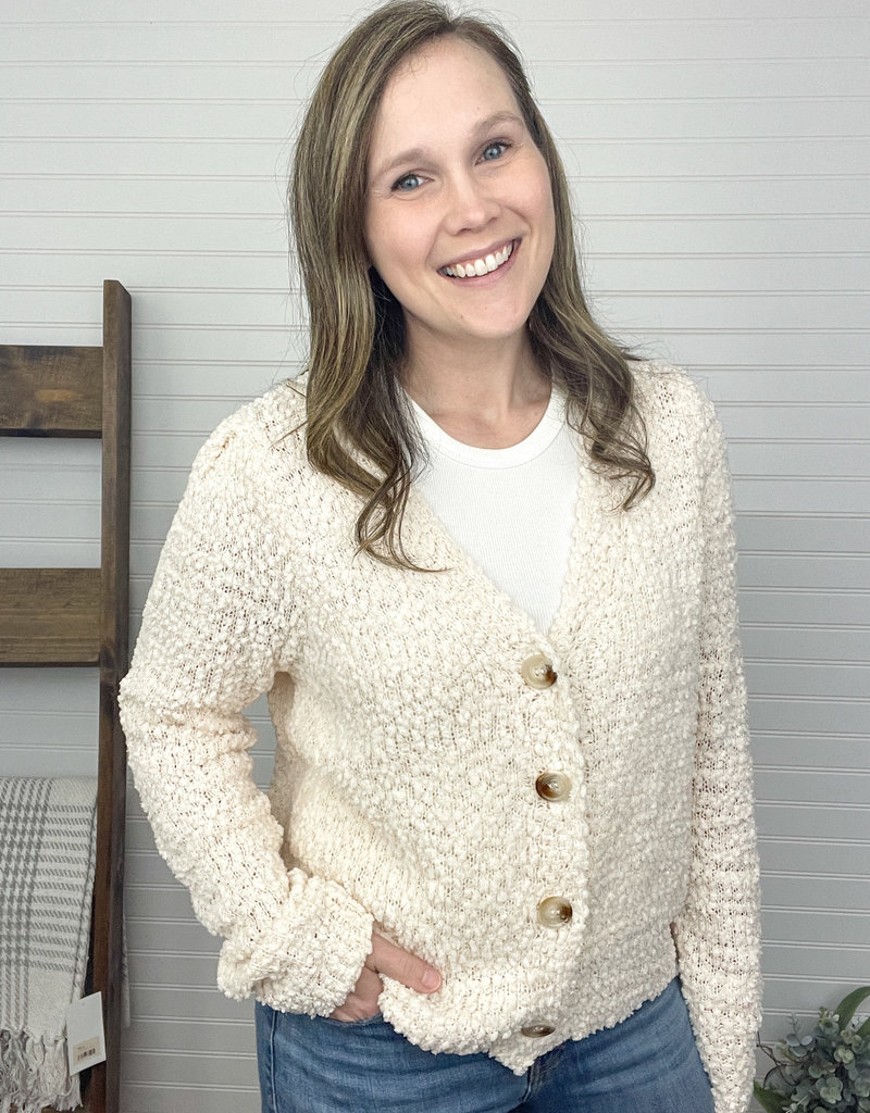 Emerson Cozy Popcorn Sweater - Ivory 