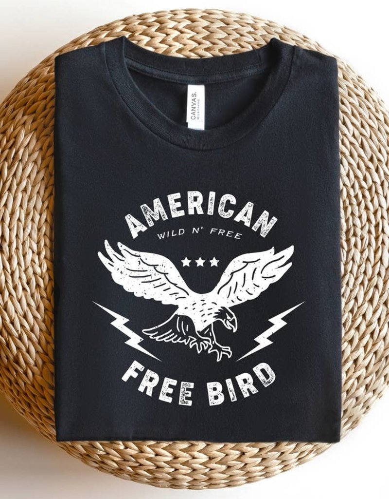 Olive and Ivory American Free Bird Graphic Tee - Black