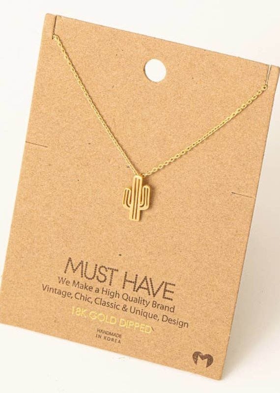 Fame Accessories Cactus Necklace - Gold