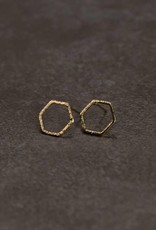Hexagon Stud Earrings - Gold