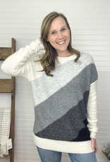Staccato Mariah Diagonal Colorblock Sweater - Grey