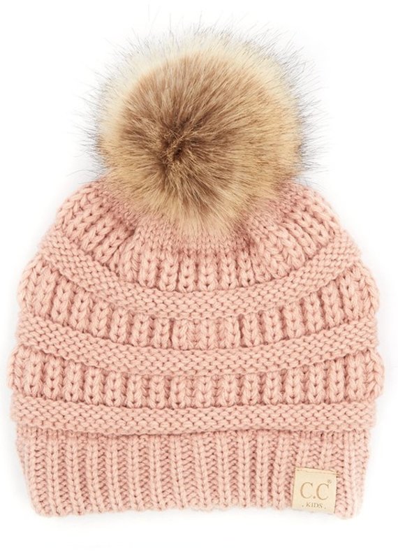 C.C. Kids Ribbed Beanie w/ Pom (3 Colors)