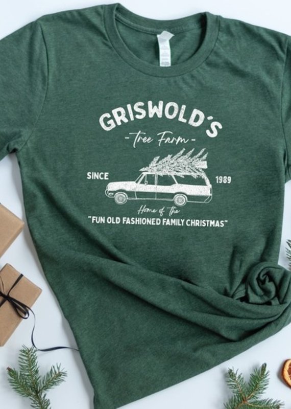 Oat Collective Griswold's Tree Farm Graphic Tee - Heather Forest